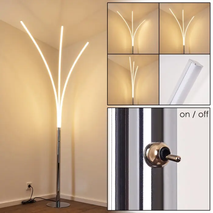 Más Vendido Horpmaal Lámpara de Pie LED Cromo, 3 luces