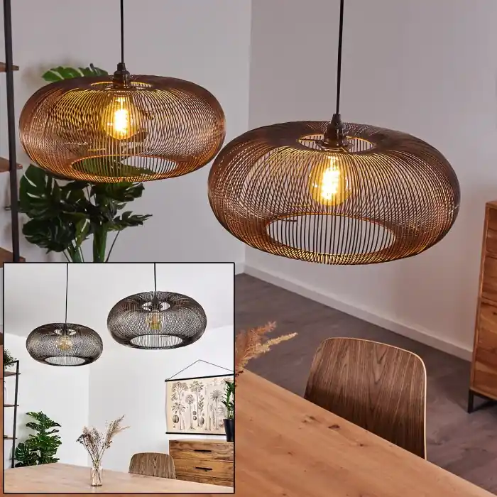 Popular Agueda Lámpara Colgante Negro, 2 luces