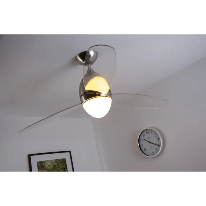Oferta De Temporada Globo PREMIER Ventilador Color acero inoxidable, Níquel-mate, 2 luces