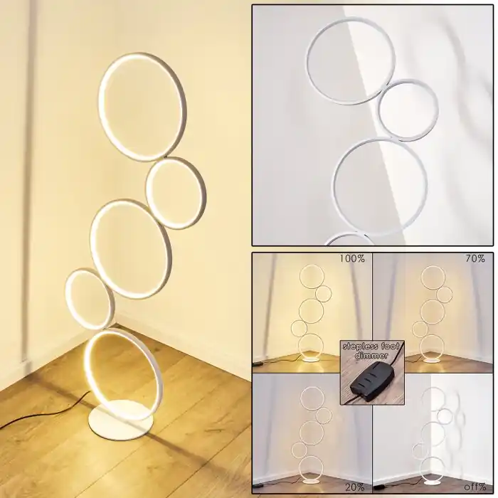 Pago Seguro Rodekro Lámpara de Pie LED Blanca, 1 luz