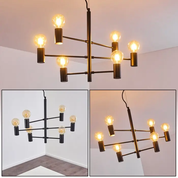 Disponible Ahora Pamunkey Lámpara Colgante Negro, 6 luces