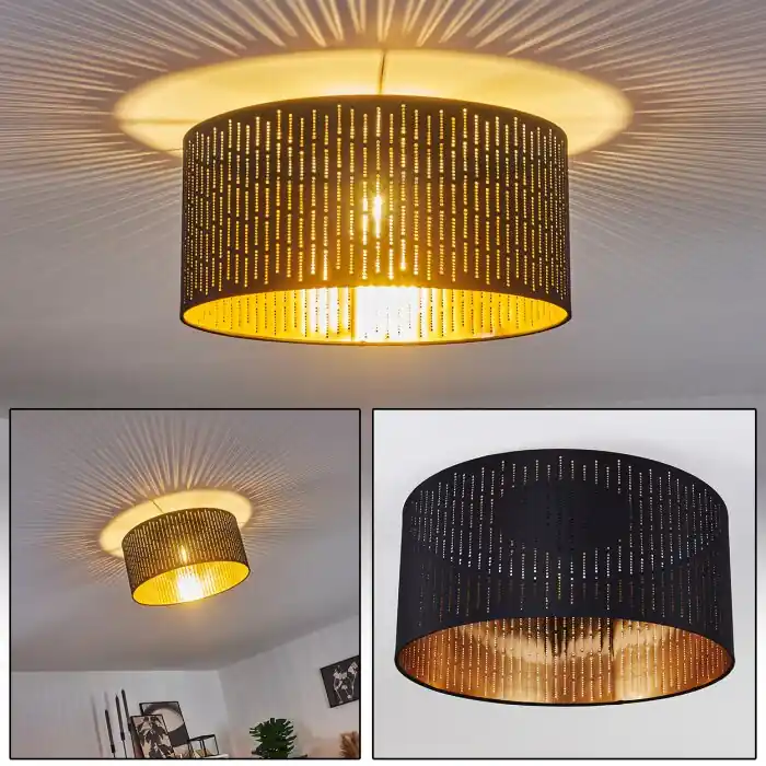 Económico Hobart Lámpara de Techo Negro-dorado, 1 luz