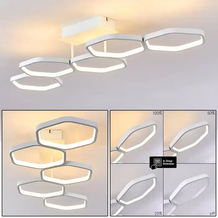 Halmstad Lámpara de Techo LED Blanca, 1 luz Directo De Fábrica