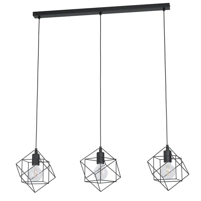 Eglo STRAITON Lámpara Colgante Negro, 3 luces Oferta Limitada