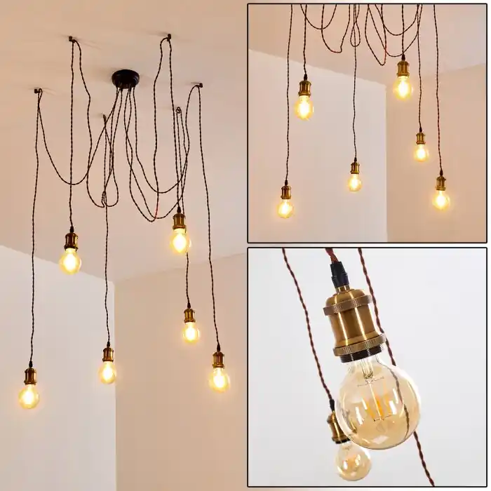 Zarow Lámpara Colgante Marrón, Latón, 6 luces Promoción