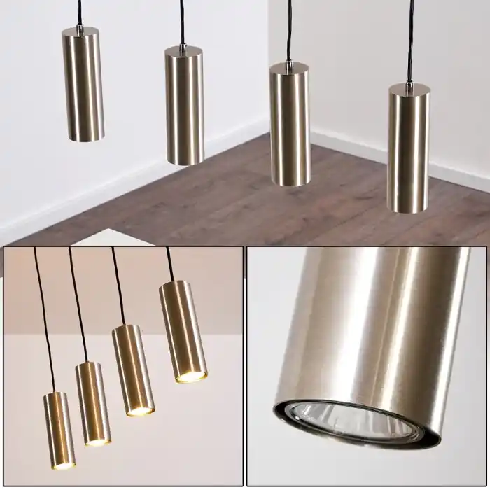 Económico Zuoz Lámpara Colgante Níquel-mate, 4 luces