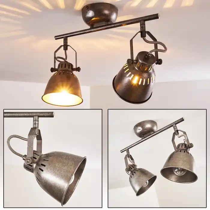 Nanlia Lámpara de Techo Gris, Plata, 2 luces Pago Seguro