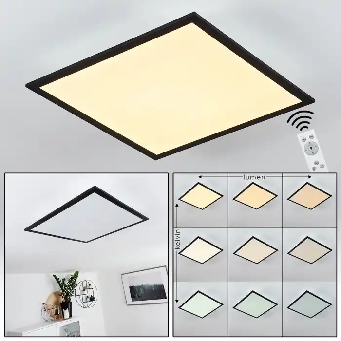 Envío Inmediato Farc Lámpara de Techo LED Negro, Blanca, 1 luz, Mando a distancia