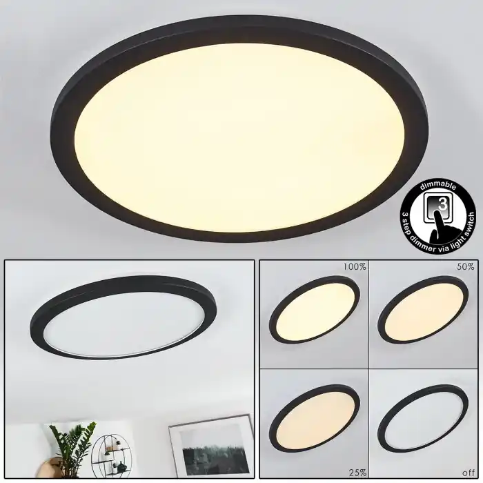 A Buen Precio Siguna Lámpara de Techo LED Negro, Blanca, 1 luz