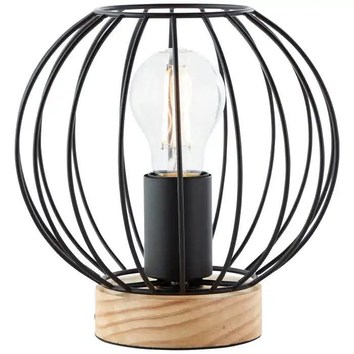 Brilliant SORANA Lámpara de mesa Madera oscura, Negro, 1 luz Envío Inmediato
