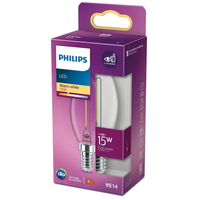 Ordena Ya Philips LED E14 15 Watt 2700 Kelvin 136 Lumen