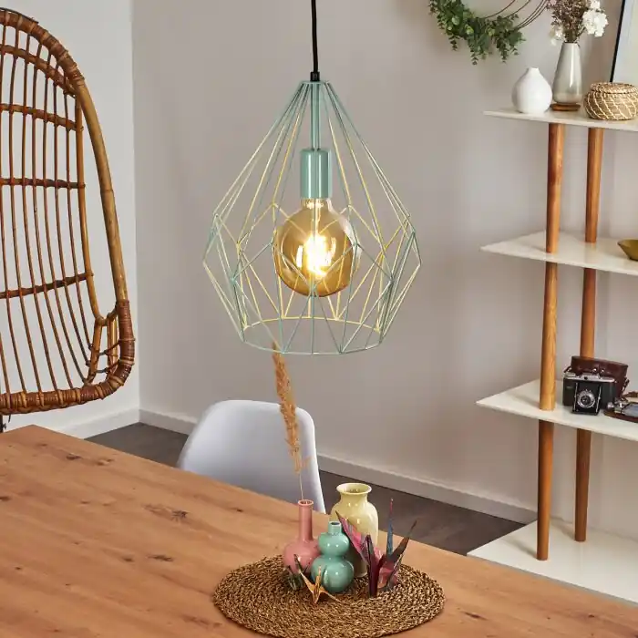 Zarembo Lámpara Colgante Verde, 1 luz Precio Rebajado
