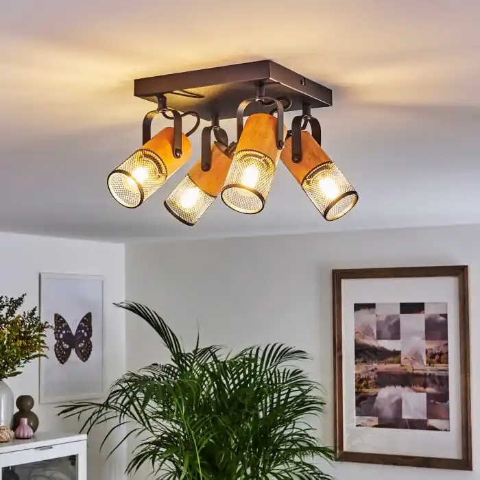 Lenalau Lámpara de Techo Negro, 4 luces Compra Hoy