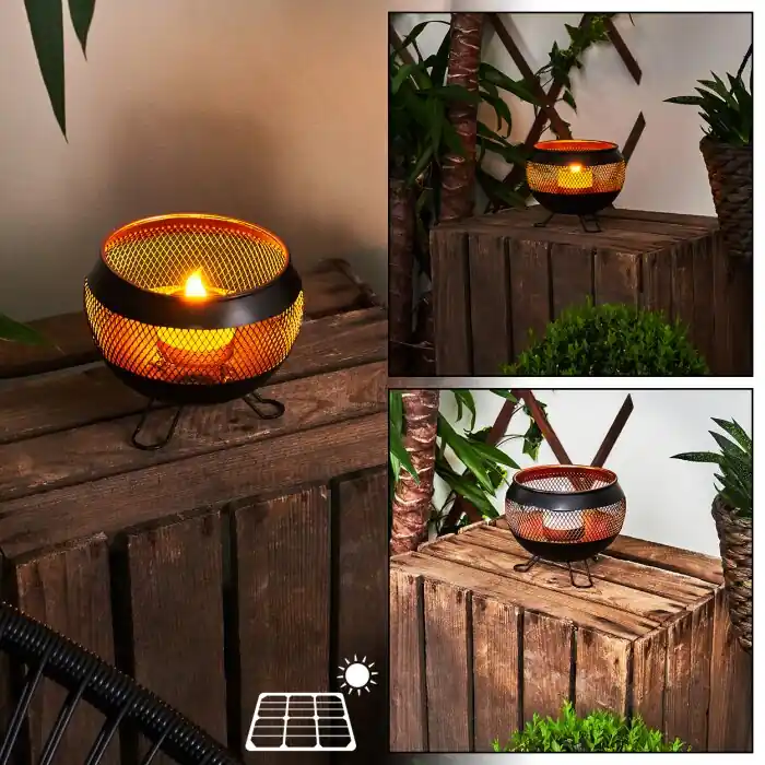 Harimal Lámpara solar LED Cobre, Negro, 1 luz Envío Inmediato