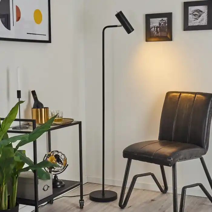 Zuoz Lámpara de Pie Cromo, Negro, 1 luz Novedad