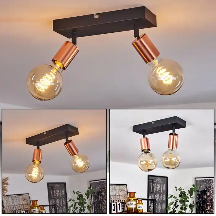 Tulla Lámpara de Techo Cobre, Negro, 2 luces Precio De Fábrica