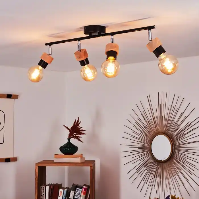 Ordenar Ahora Mismo Harran Lámpara de Techo Cromo, Negro, 4 luces