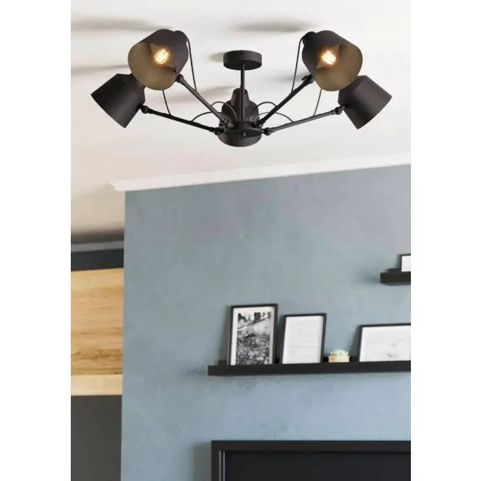 Eglo-Leuchten BASURTU Lámpara de Techo Negro, 5 luces Stock Limitado