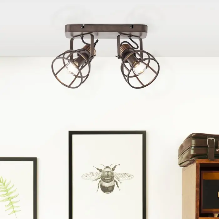 Brilliant-Leuchten Reece Lámpara de Techo Negro, 2 luces Imprescindible (Must-Have)