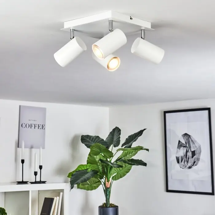 Zuoz Lámpara de Techo Cromo, Blanca, 4 luces Última Oportunidad