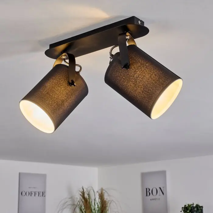 Precio De Oferta Puelches Lámpara de Techo Negro, 2 luces