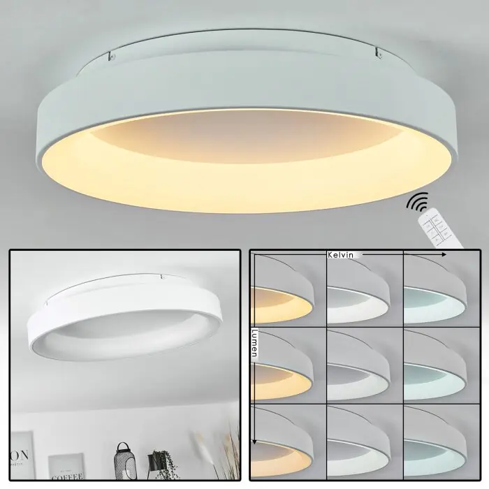 Maraya Lámpara de Techo LED Blanca, 1 luz, Mando a distancia Liquidación