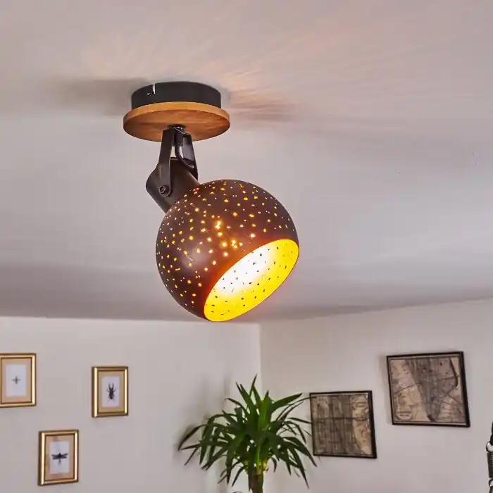 Imana Lámpara de Techo Madera oscura, Negro, 1 luz Disponible Ahora