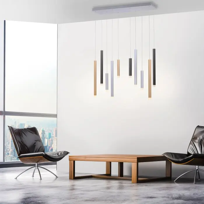 Envío Exprés Paul Neuhaus PURE-GEMIN Lámpara Colgante LED Aluminio, Negro, 10 luces