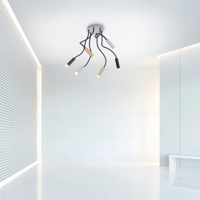 Imprescindible (Must-Have) Paul Neuhaus PURE-GEMIN Lámpara de Techo LED Aluminio, Latón, Negro, 6 luces