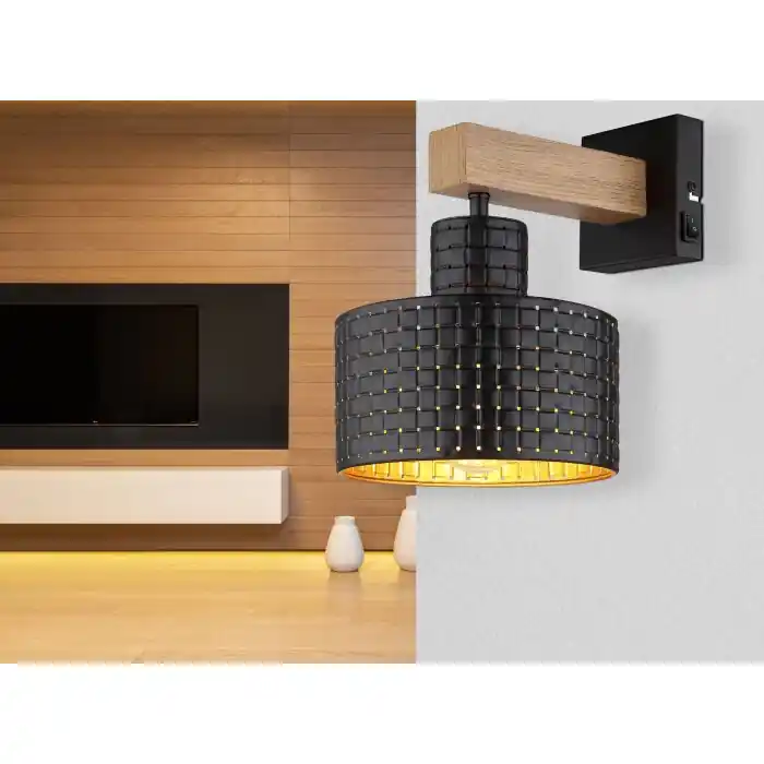 Venta Final Globo RIELLY Aplique Color madera, Negro, 1 luz