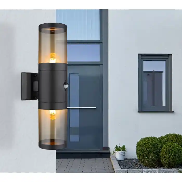 Globo XELOO Aplique para exterior Negro, 2 luces, Sensor de movimiento Envío Inmediato