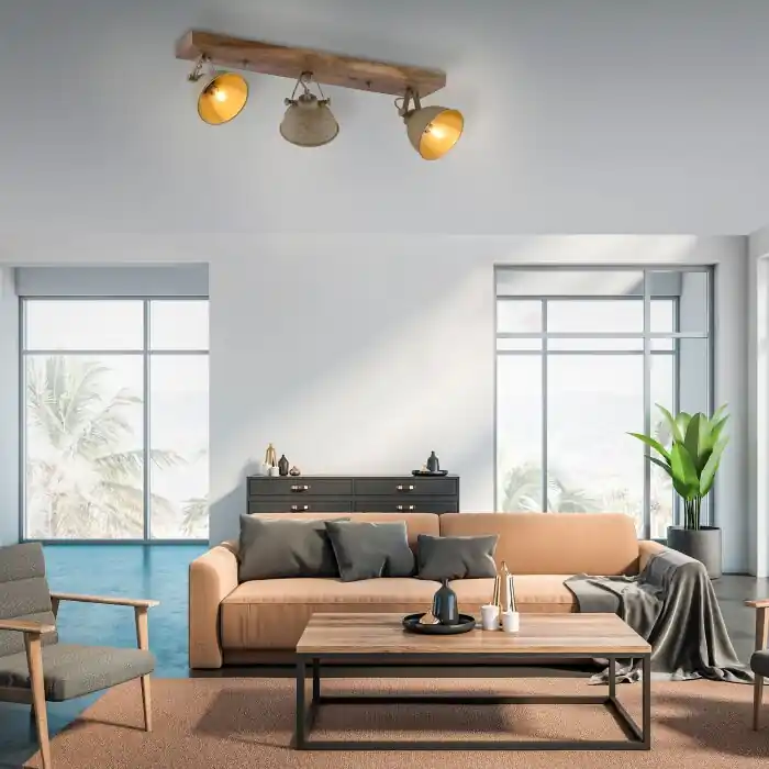 Precio Económico Leuchten-Direkt SAMIA Lámpara de Techo Madera oscura, 3 luces
