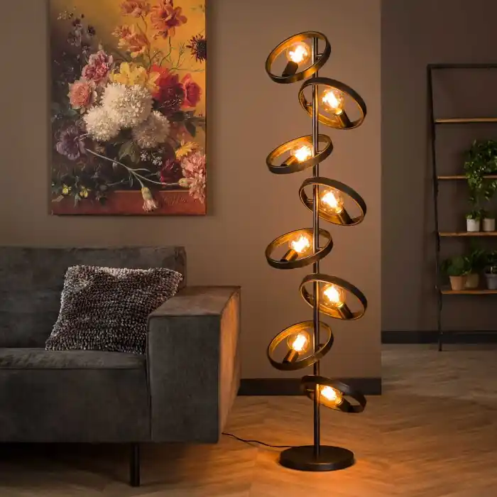 Hover Lámpara de Pie Antracita, 8 luces Barato