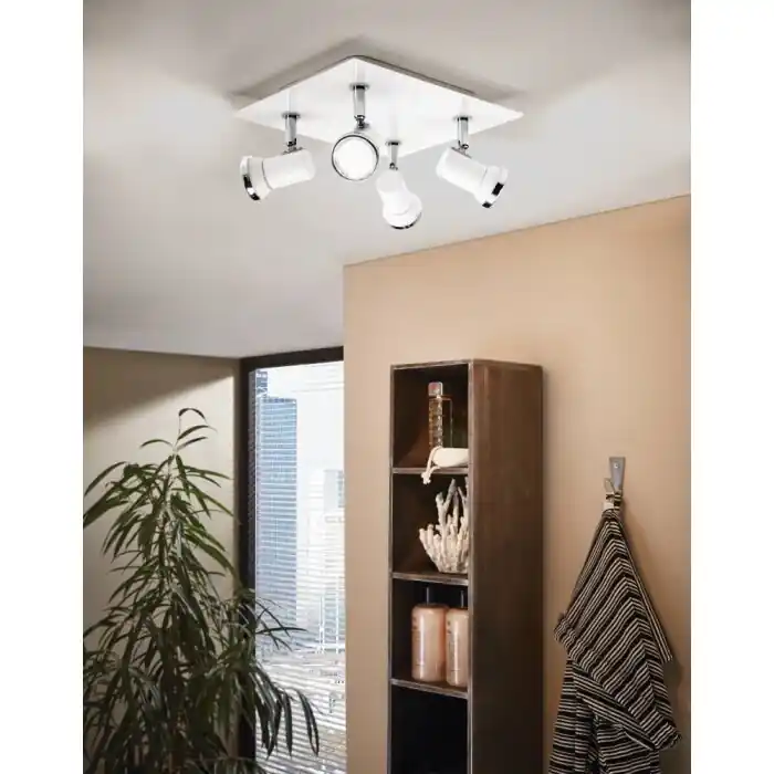 Eglo TAMARA Lámpara de Techo LED Cromo, Blanca, 4 luces Marca Reconocida