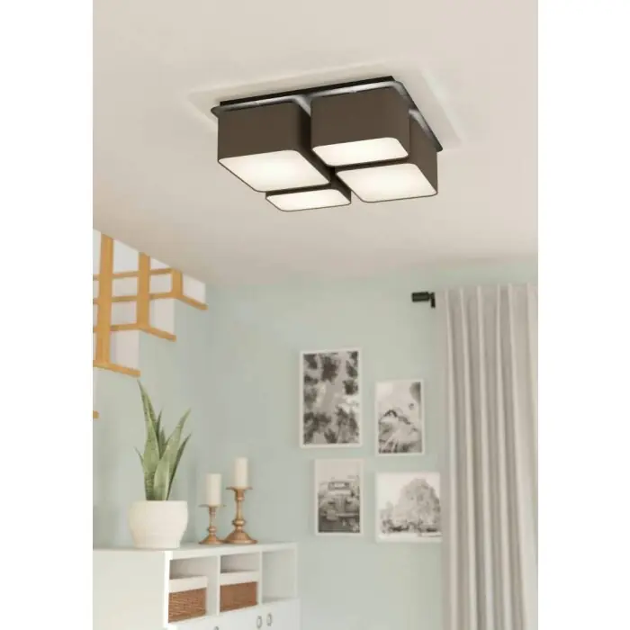 Oferta De Temporada Eglo MORDAZO Lámpara de Techo Negro, 4 luces