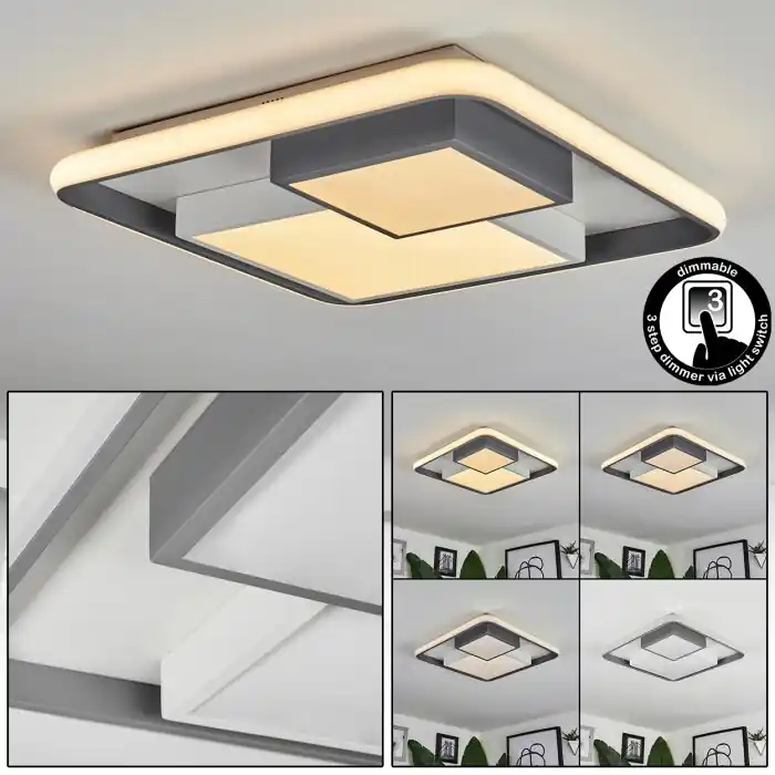 A Buen Precio Casqueira Lámpara de Techo LED Gris, Blanca, 1 luz