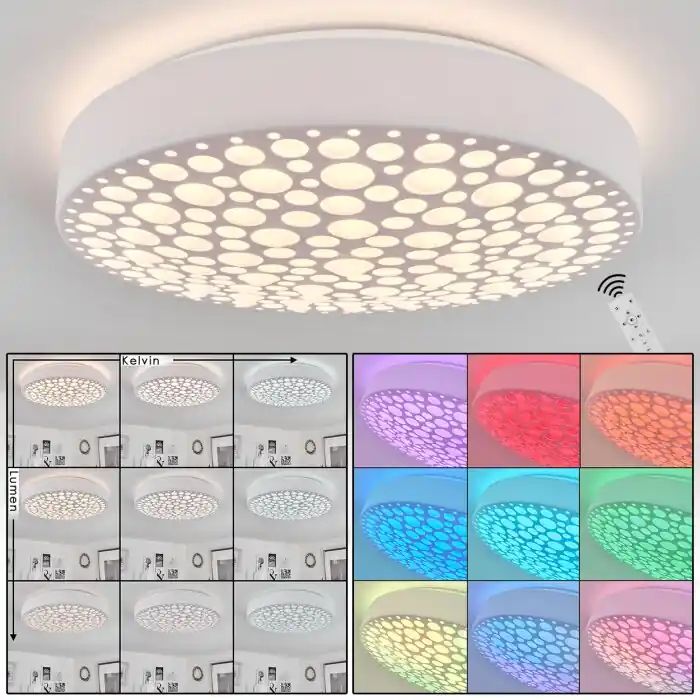 Agodim Lámpara de Techo LED Blanca, 1 luz, Mando a distancia, Cambia de color Oferta Flash