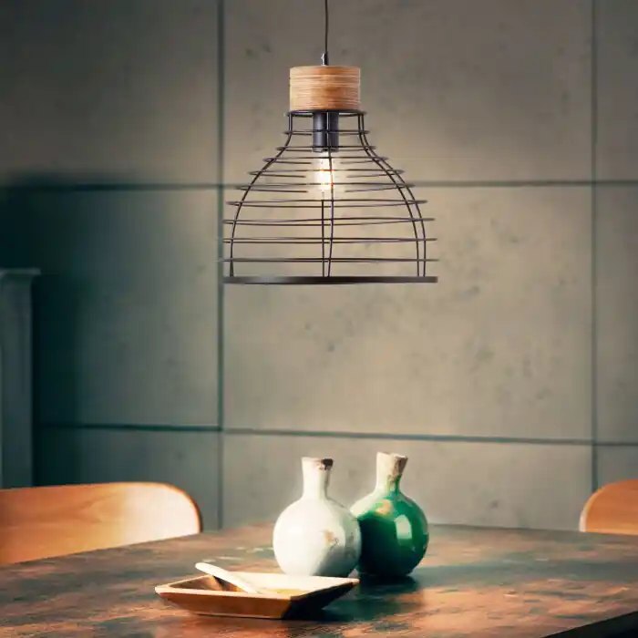 Última Versión Brilliant Avia Lámpara Colgante Madera clara, Negro, 1 luz