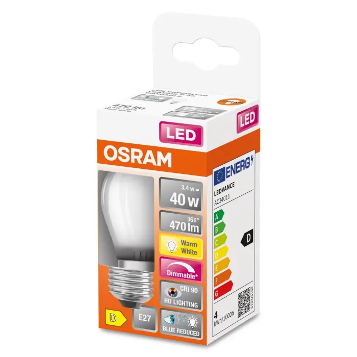 Últimas Unidades OSRAM SUPERSTAR LED E27 3,4 W 2700 Kelvin 470 Lumen