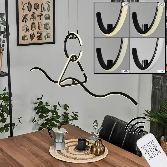 Marca Reconocida Chlak Lámpara Colgante LED Negro, 3 luces, Mando a distancia
