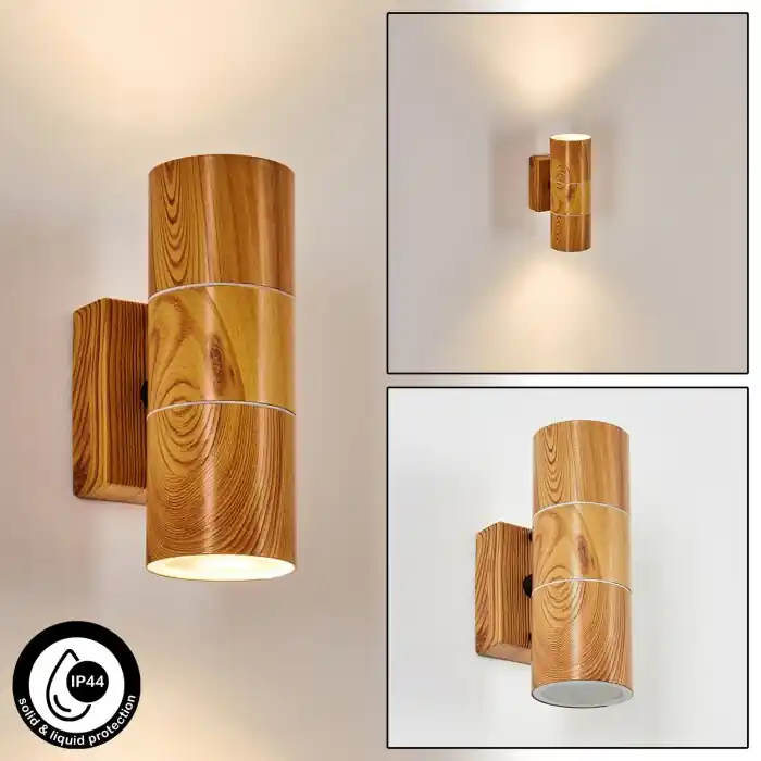 Gran Oferta Tenvik Aplique para exterior Marrón, Color madera, Negro, 2 luces