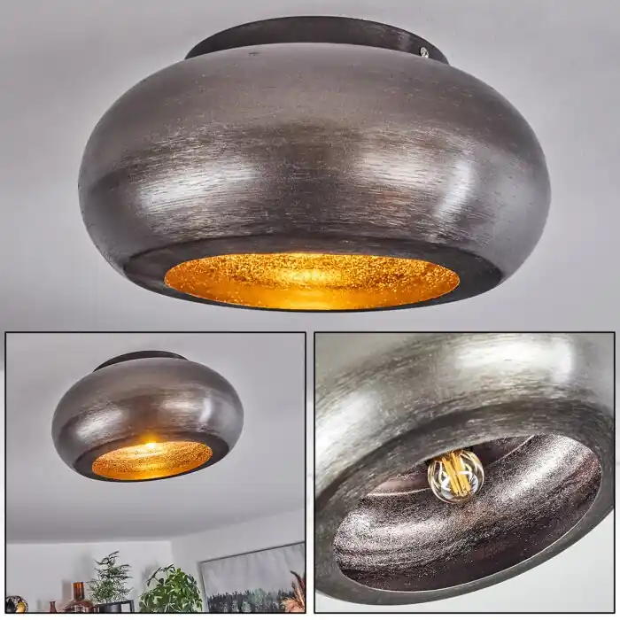 Zigne Lámpara de Techo Plata Antigua, Negro, 1 luz Marca Reconocida