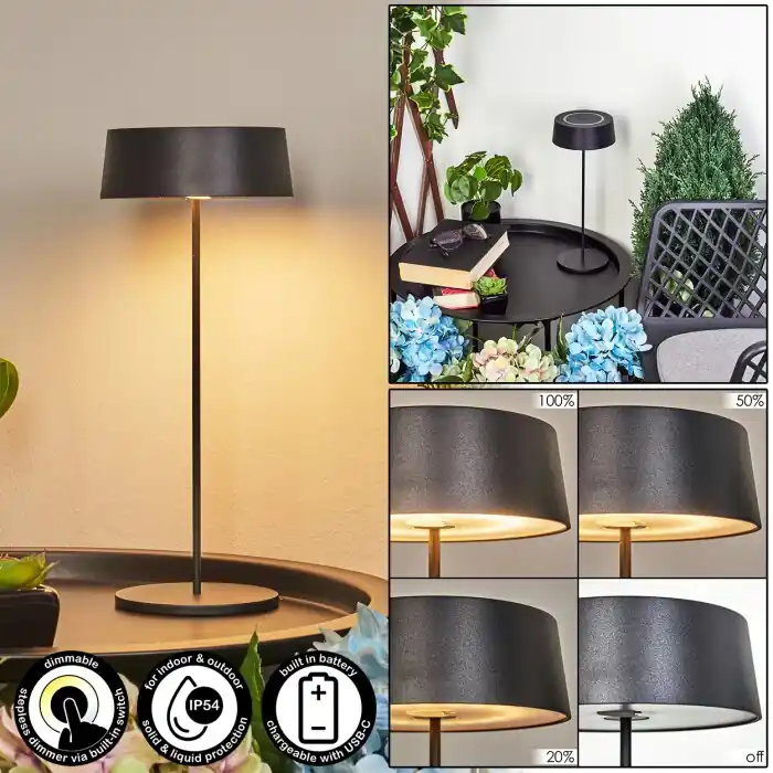 Rebajas Kouvi Lámpara de mesa LED Negro, 1 luz