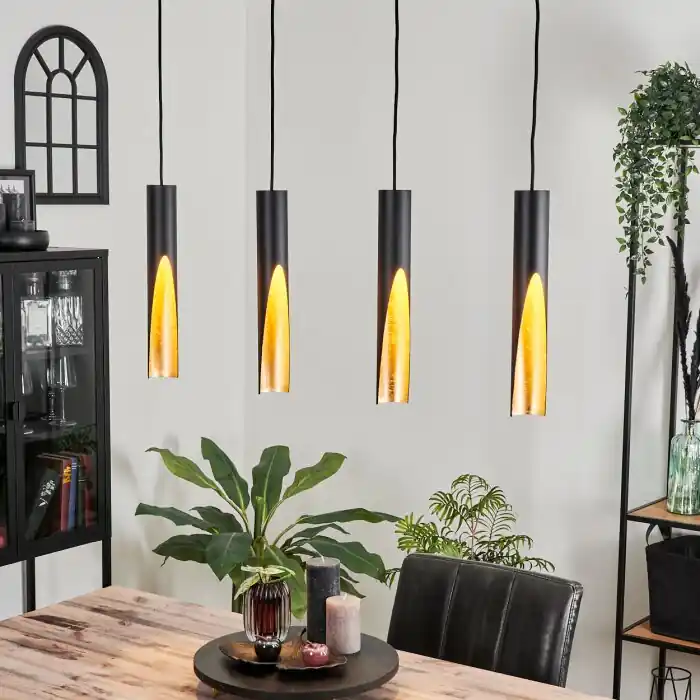 Última Versión Rolle Lámpara Colgante LED Negro, 4 luces