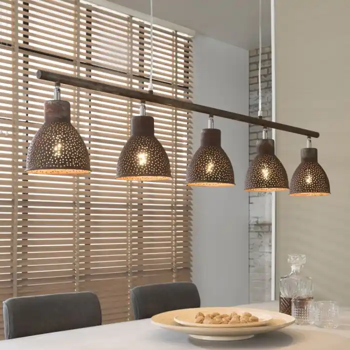 ZUIDBROEK Lámpara Colgante Marrón, 5 luces Liquidación