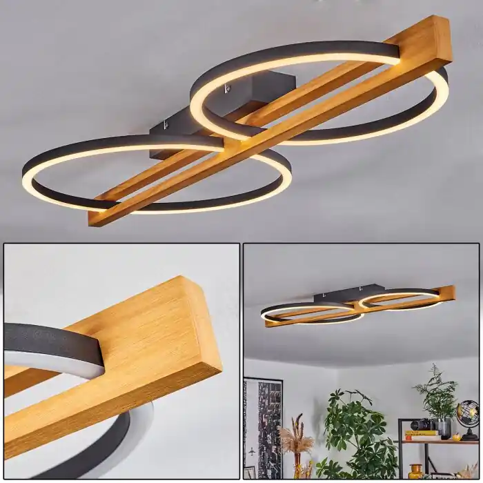 Carcano Lámpara de Techo LED Marrón, Negro, 2 luces Precio Económico