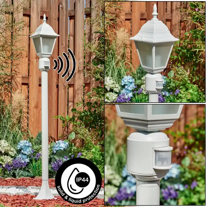 Naofe Poste de Jardín Blanca, 1 luz, Sensor de movimiento Mejor Precio