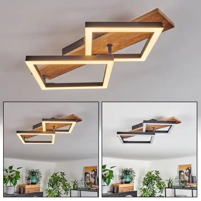 Cascada Lámpara de Techo Marrón, Color madera, Negro, 1 luz Devolución Gratuita