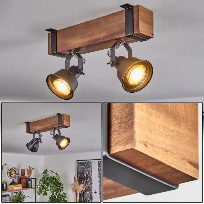 Última Versión Safari Lámpara de Techo Marrón, Negro, 2 luces
