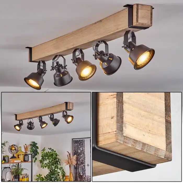 Precio Reducido Safari Lámpara de Techo Crudo, Negro, 5 luces